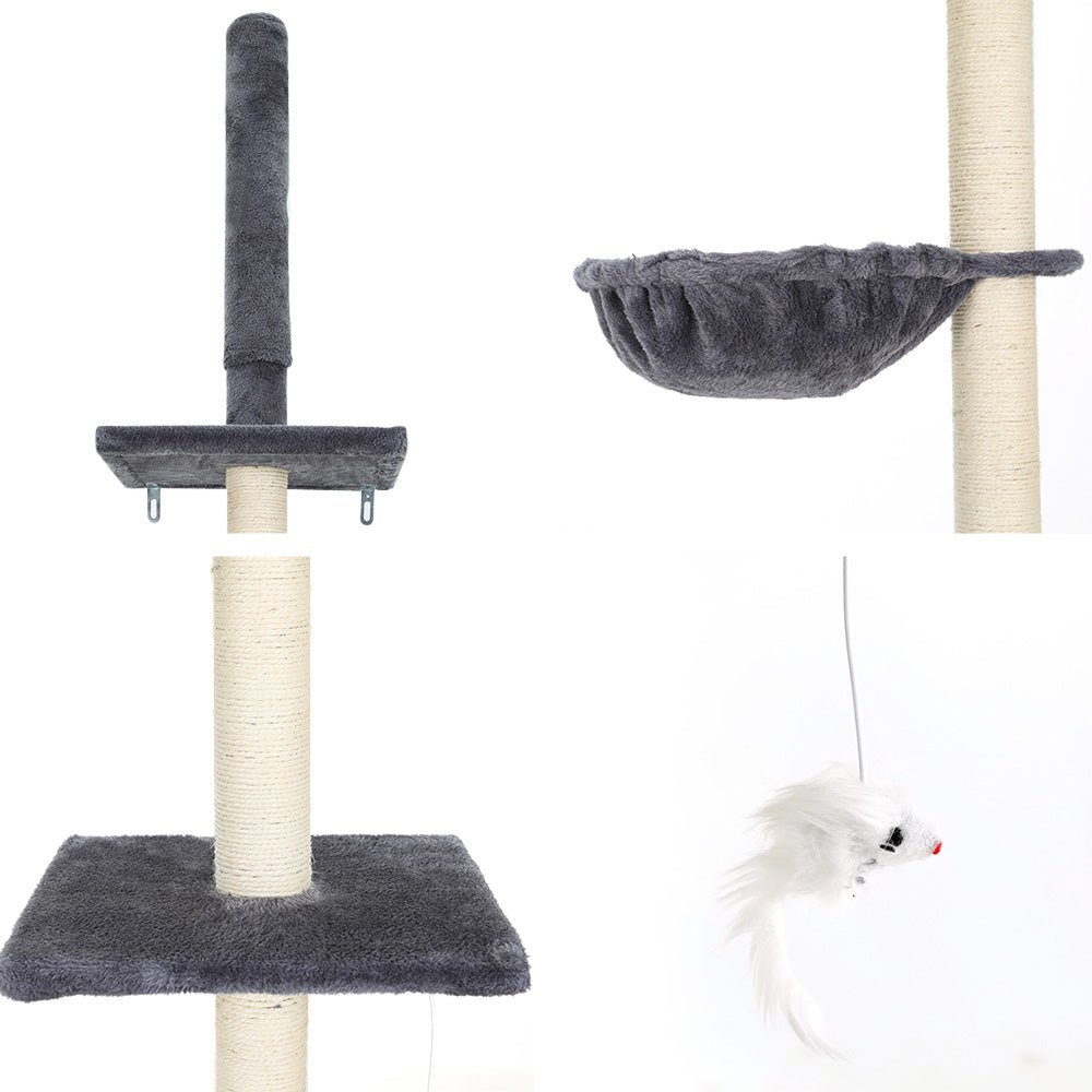 i.Pet Cat Tree Tower Scratching Post Scratcher Floor to Ceiling Cats Bed 260cm-2