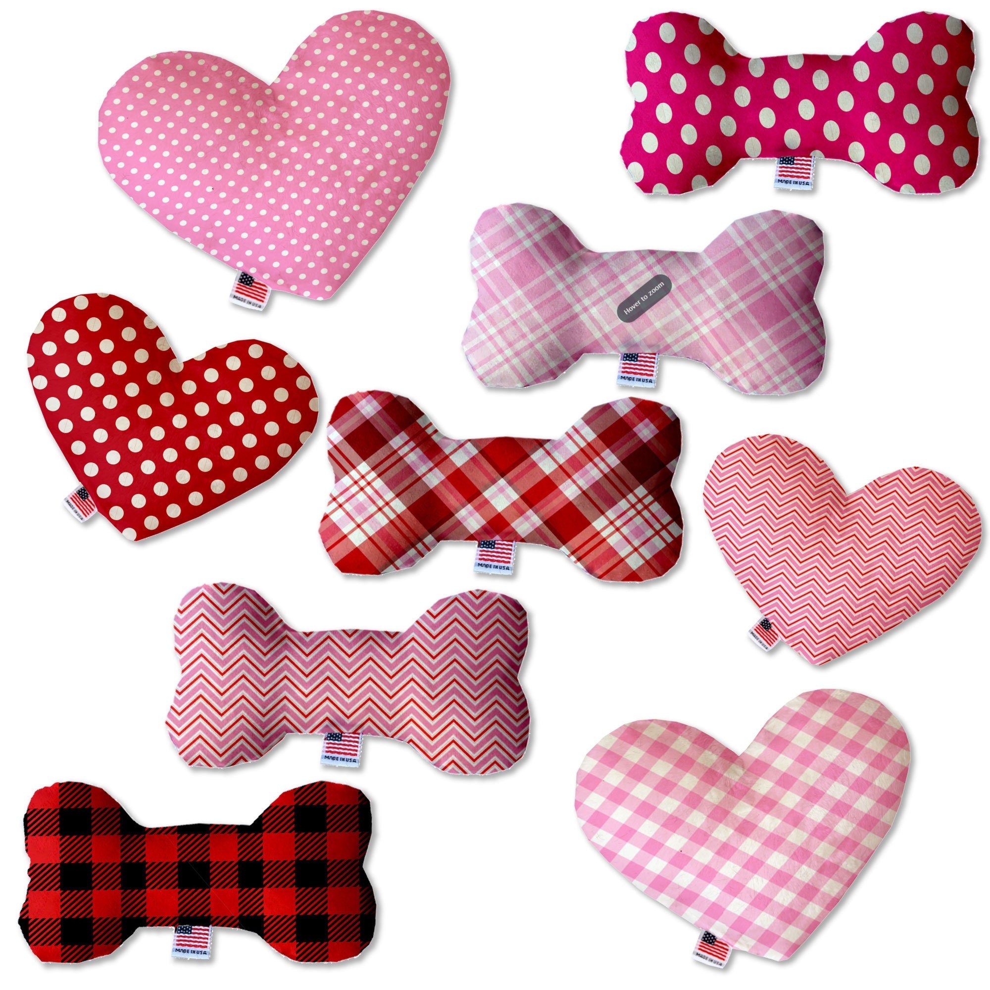 Pet and Dog Plush Heart or Bone Toy, 