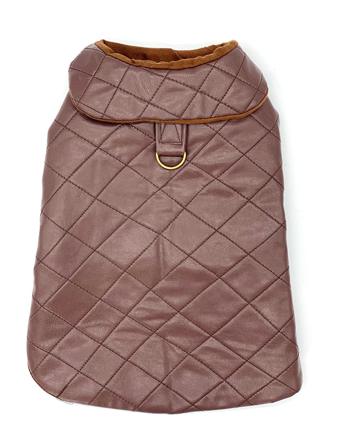 DCNY Quilted Vegan Chocolate Leather Coat-5